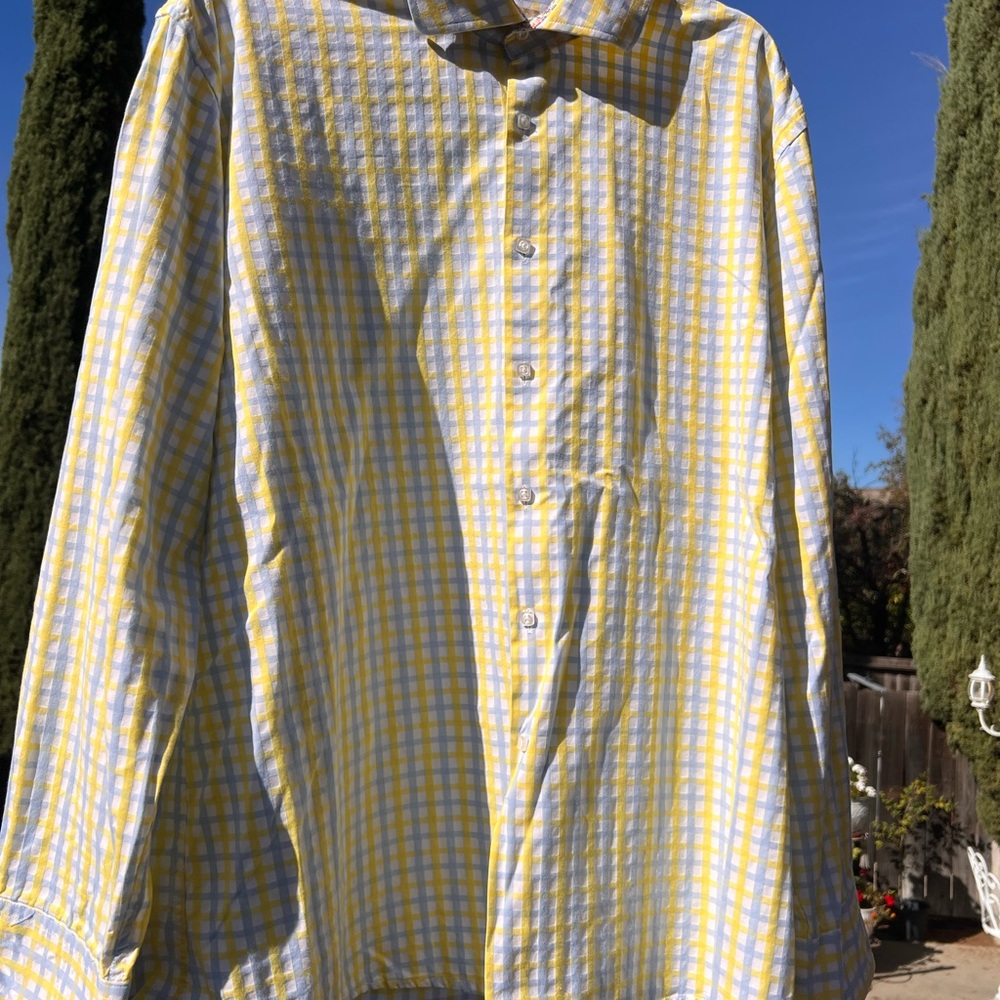 Karma Yellow and White Plaid Men's Shirt
